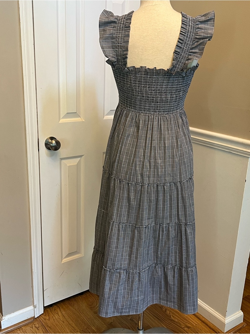 Hill House Plaid Smocked Midi Dress in Blue - Picture 2 of 3